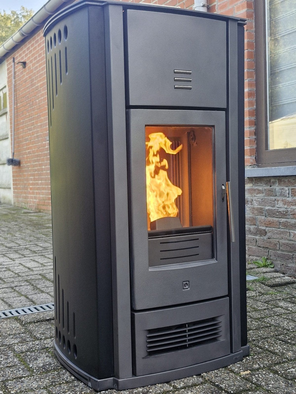 Pelletkachel Piazzetta P956 met Zwarte Majolica 8kw, Ophalen, Overige brandstoffen, Zo goed als nieuw, Pelletkachel