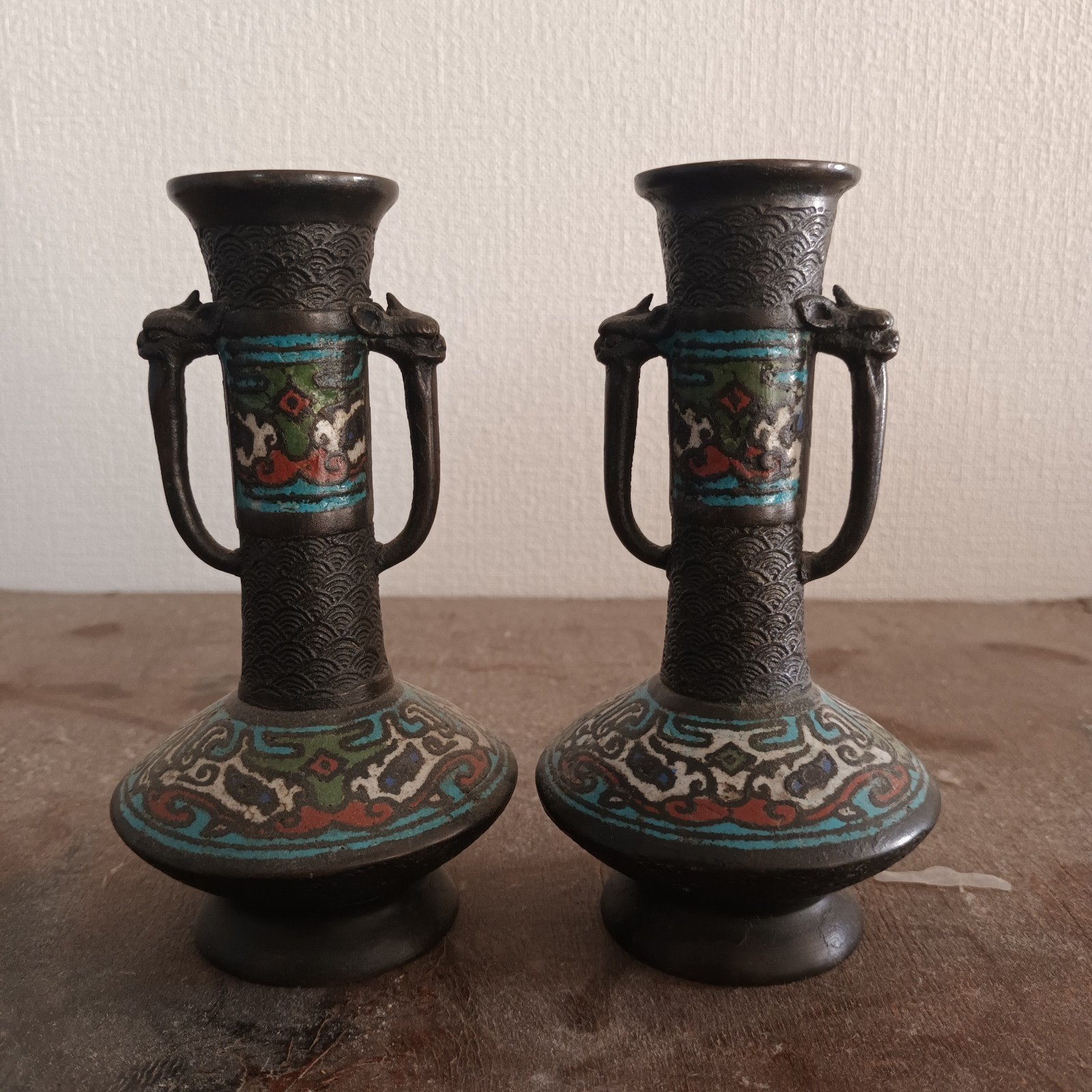 Antieke Chinese Cloisonné Vazen - Set van 2, Ophalen