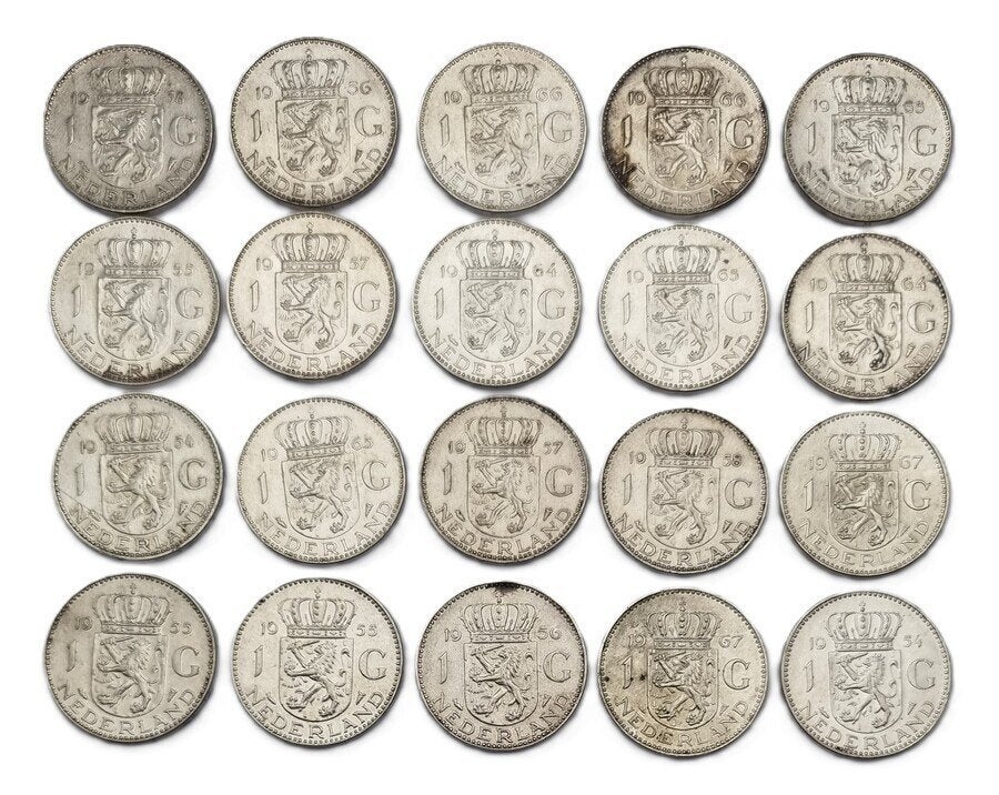 1036. Zilveren guldens - Juliana, Nederland, 1954–1967