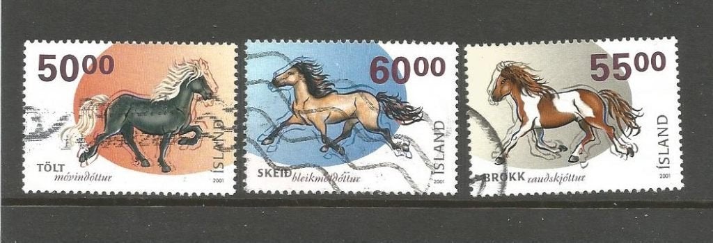 Ijsland Mi. 984/986 paarden, Ophalen of Verzenden, IJsland, Gestempeld