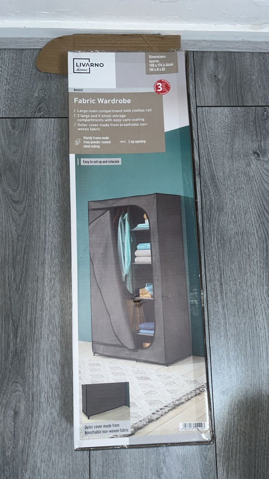 LIVARNO HOME Stoffen Kledingkast - Nieuw in doos, Ophalen, 100 tot 150 cm, Met plank(en), Overige materialen