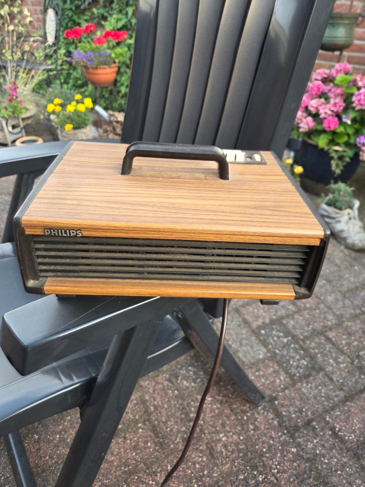 Vintage Philips ventilator - Houten look, Ophalen of Verzenden, Gebruikt, Overige