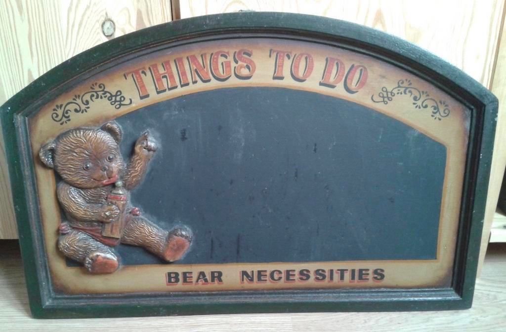 Vintage krijtbord 'Things To Do' met teddybeer, Ophalen, Gebruikt