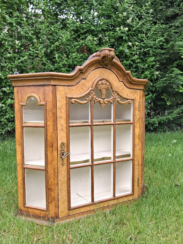 Oud, antiek vitrine hangkastje, Ophalen, 50 tot 100 cm, Minder dan 100 cm, 25 tot 50 cm