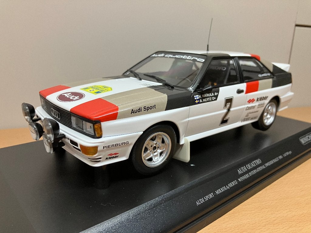Audi Quattro 1981 "Winnaar Rally Zweden"  1/18 Minichamps, Hobby en Vrije tijd, Modelauto's | 1:18, Ophalen of Verzenden, Nieuw