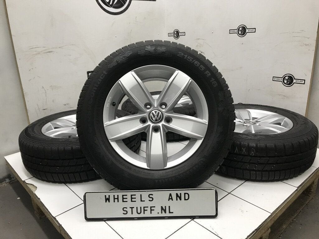 VW Tiguan lichtmetaal velgen 16"inch winterbanden 5x112, Ophalen, Gebruikt, 16 inch, Banden en Velgen