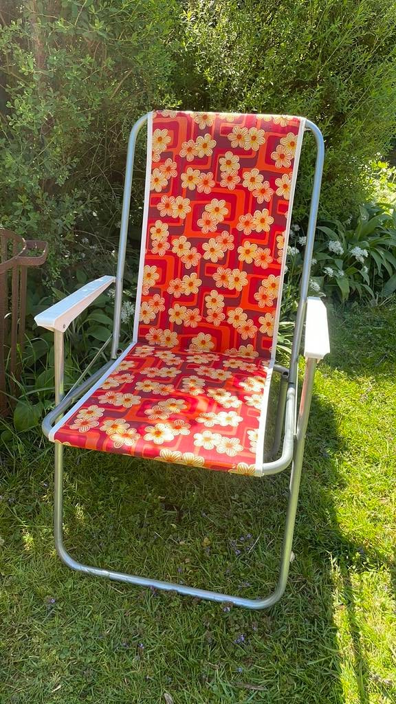 Campingstoel, retro met vrolijke bloemenprint, Ophalen, Gebruikt, Campingstoel