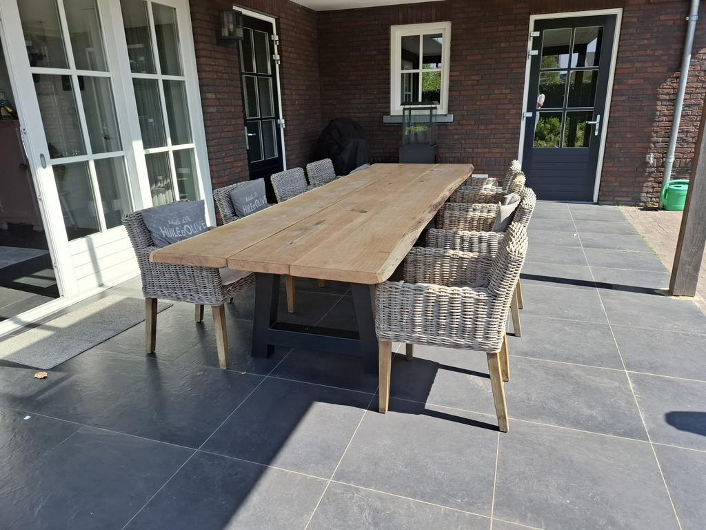 Massief eiken tuintafels voor buiten, Tuin en Terras, Tuintafels, Ophalen of Verzenden, Nieuw, Rechthoekig, Hout