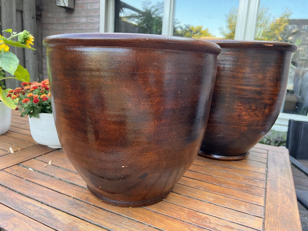 Vintage grote bloempot binnen, Gebruikt, Rond, Binnen, Minder dan 40 cm