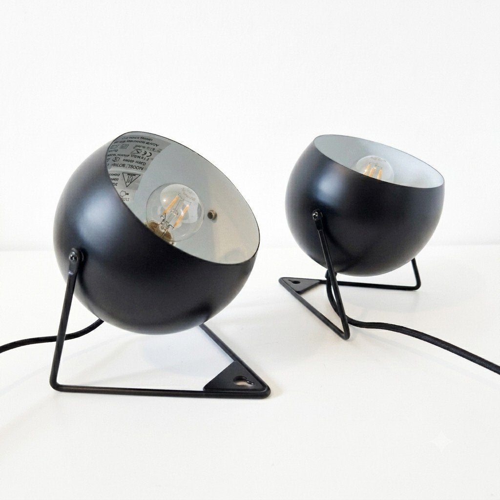 Set van 2 bollampen nachtlampjes bollamp jaren 70 stijl, Ophalen of Verzenden, Huis en Inrichting