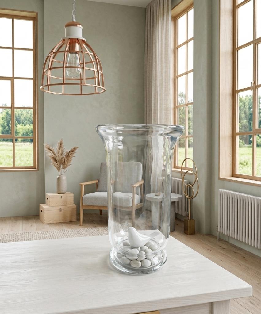 glazen kelkvaas/hurricanevaas-hoog 30 cm/diameter 20 cm, Gebruikt, Overige kleuren, Ophalen of Verzenden, Glas