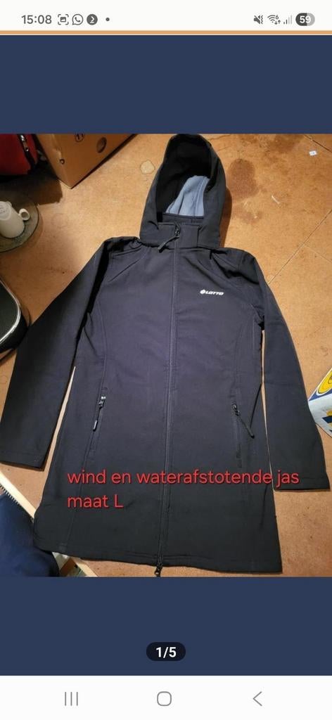 Wind&waterafstotende jas met capuchon & rits maat L €15, Ophalen of Verzenden, Zo goed als nieuw, Maat 38/40 (M)