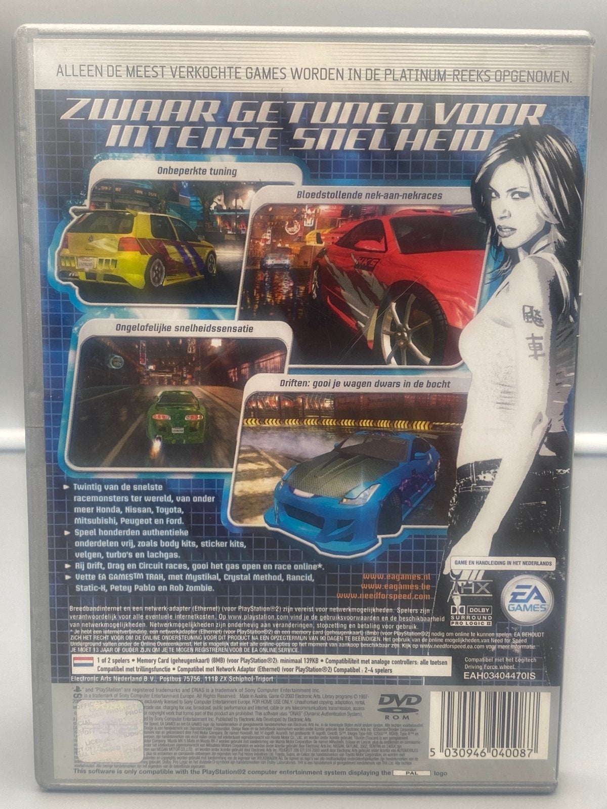 Need for Speed Underground Platinum - PS2 PlayStation 2 Game, Gebruikt, Info@eagames.com, Eén computer, Racen en Vliegen