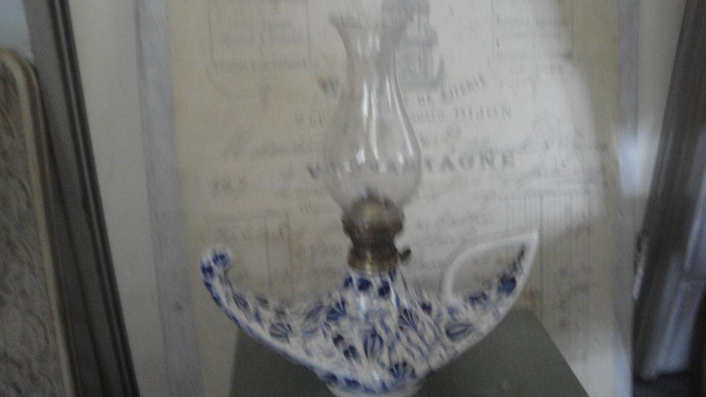 Antieke Delfts Blauwe Olie- of Petroleumlamp, Antiek en Kunst, Ophalen of Verzenden