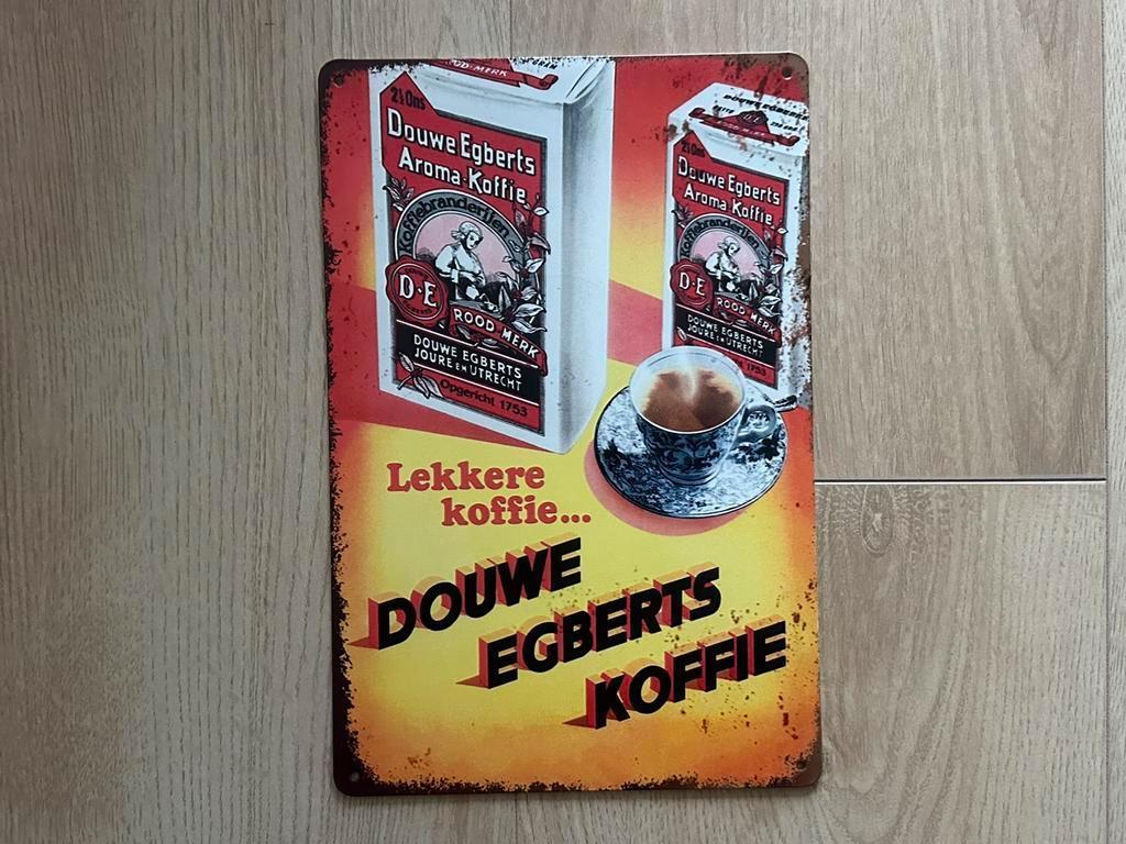 Reclamebord Douwe Egberts - Lekkere koffie 20x30, Verzamelen, Ophalen of Verzenden, Zo goed als nieuw, Reclamebord
