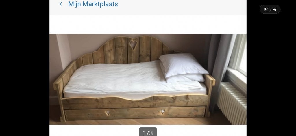 Kinderbed steigerhout, Ophalen, 90 cm, Eenpersoons, Bruin