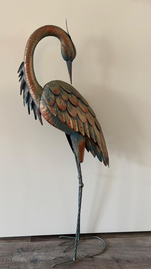 Metalen Reiger Tuinbeeld - Decoratieve Kraanvogel, Tuin en Terras, Tuinbeelden, Ophalen of Verzenden, Nieuw, Metaal