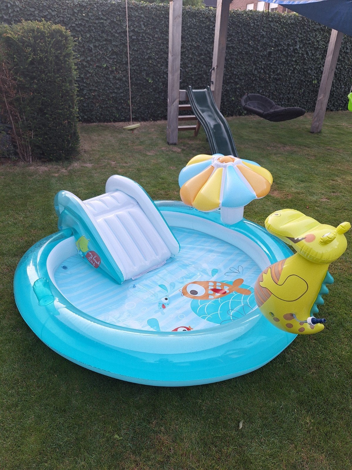Intex opblaaszwembad met glijbaan baby/peuter, Minder dan 80 cm, Opblaaszwembad, Rond, Ophalen of Verzenden