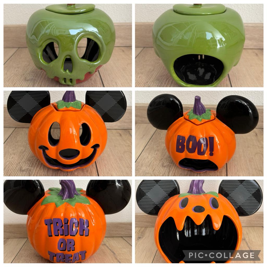 Disney Halloween waxinelicht houders klein en groot pompoen, Ophalen, Mickey Mouse, Zo goed als nieuw, Beeldje of Figuurtje