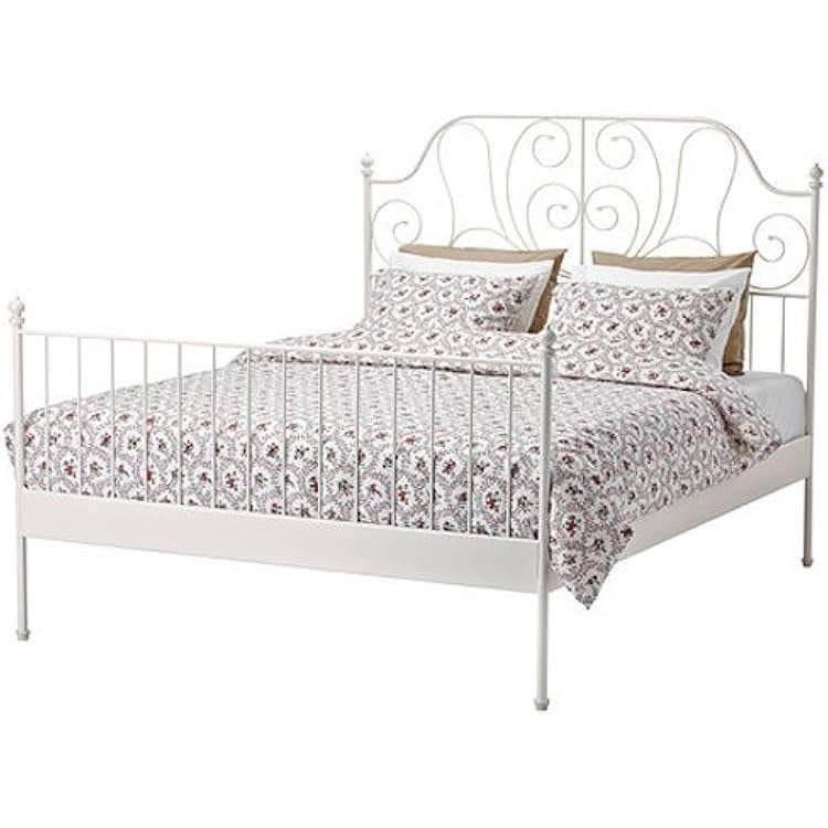 Wit stalen bedframe ikea Leirvik, Huis en Inrichting, Slaapkamer | Bedden, Gebruikt, Tweepersoons, 160 cm, 210 cm, Metaal, Wit
