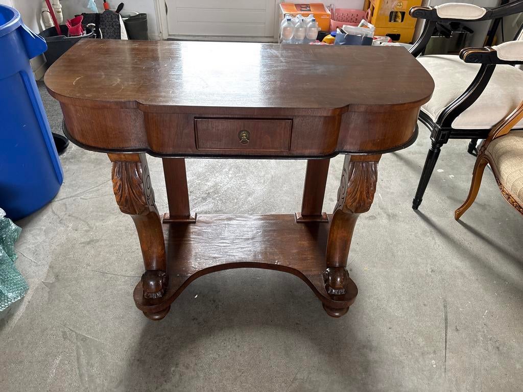 Antieke Engelse Trumeau Tafel - Notenhout, Antiek en Kunst, Ophalen