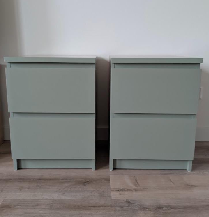 2x IKEA MALM Ladekast 2 lades groen, Huis en Inrichting, Kasten | Ladekasten, Ophalen, Minder dan 50 cm, Gebruikt, 1 of 2 laden