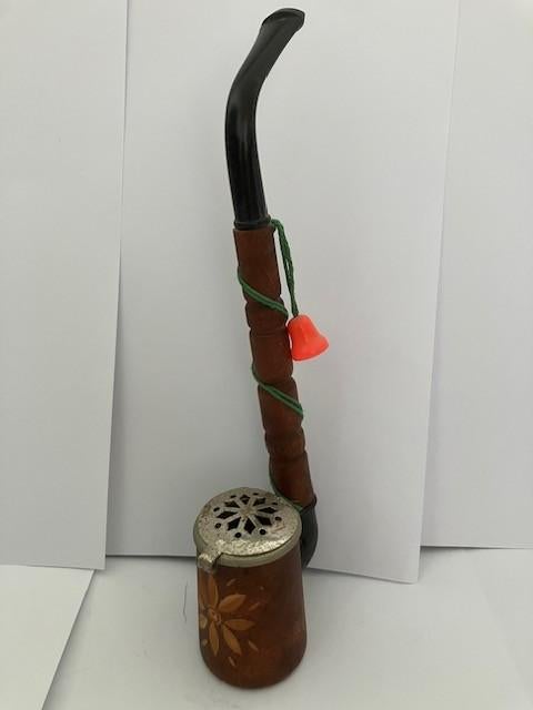 Oude Jägerpijp met metalen klep en belletje, Ophalen of Verzenden, Gebruikt, (Water)pijp