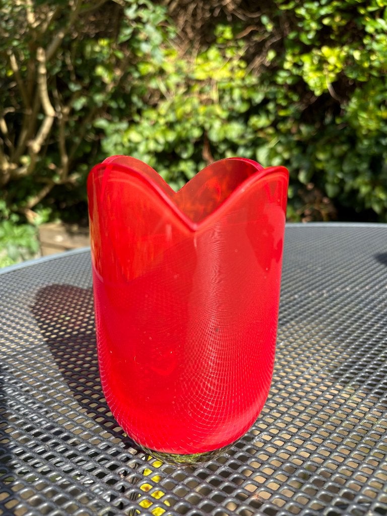 Tulpenvaas glas Siem van der Marel, Glas, Vaas, Ophalen of Verzenden, Rood