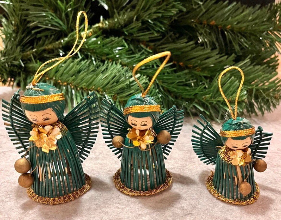 ⭐️ Stro engel hangers ornamenten stro engeltjes set van 3, Ophalen of Verzenden, Gebruikt