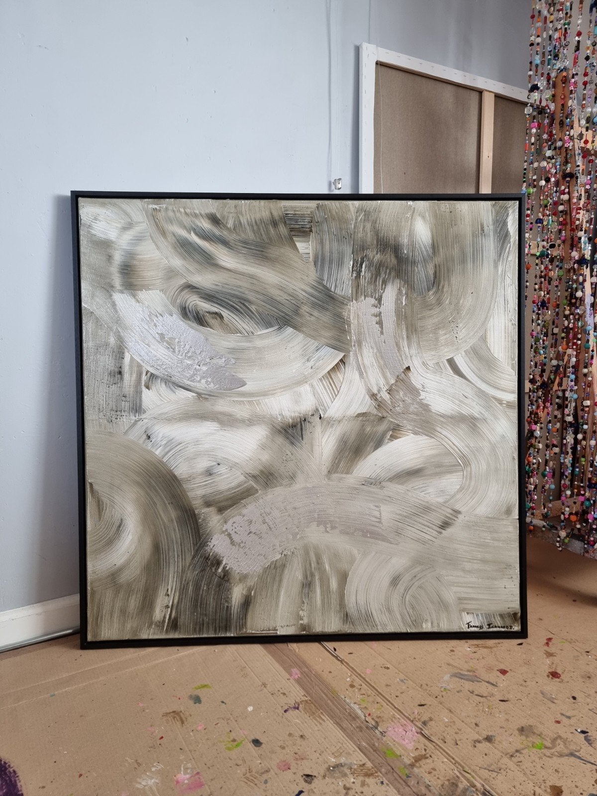 Handgeschilderd abstract schilderij 100x100 ingelijst, Ophalen