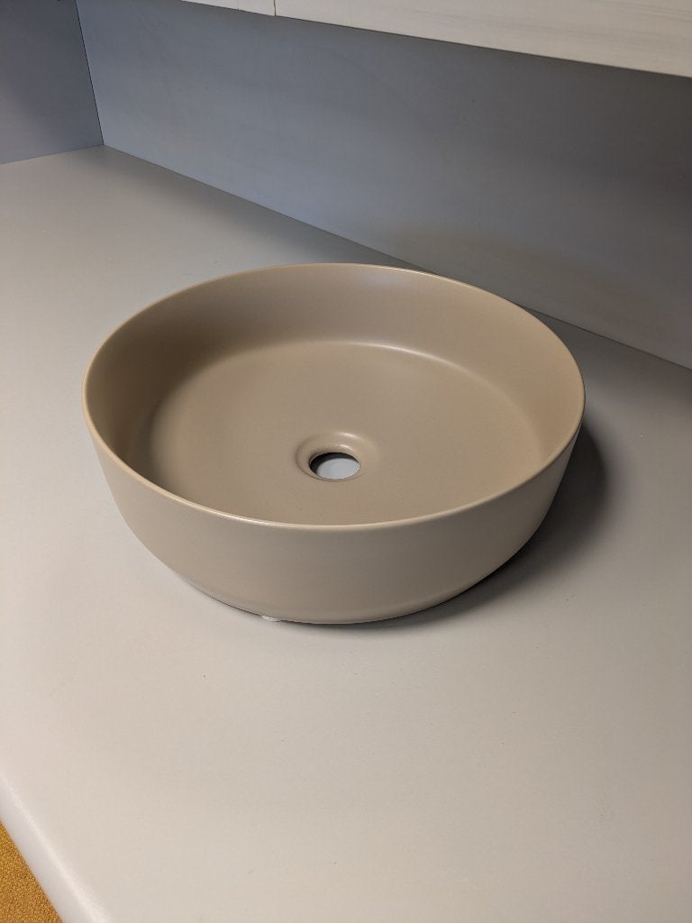 Waskom beige rond, Ophalen, Zo goed als nieuw, Steen, Wastafel