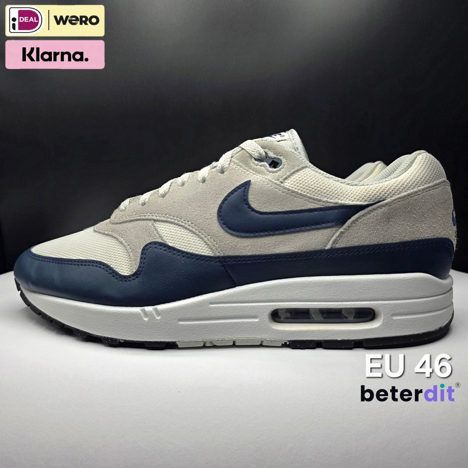 Nike Air Max 1 Essential 'Summit White Armory Navy' Maat: 46, Nike air max, Beterdit, Ophalen of Verzenden, Heerenveen