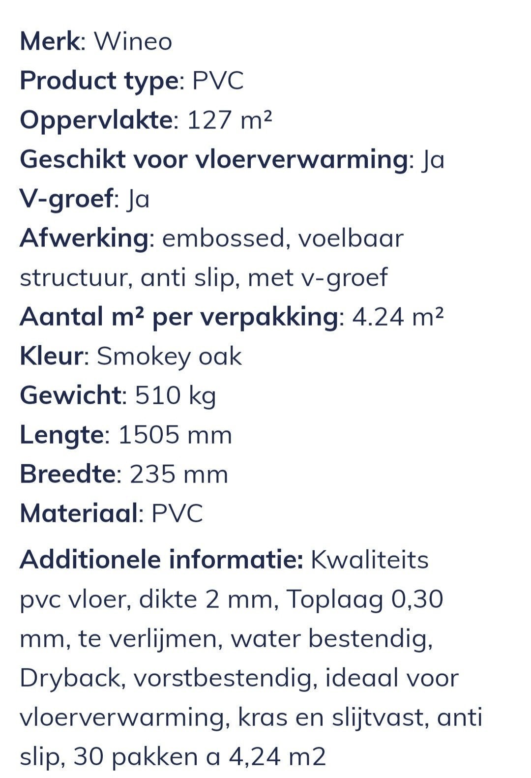 Nieuw PVC laminaat - Smokey Oak - 127 m², Minder dan 50 cm, Nieuw, Ophalen of Verzenden, 150 tot 200 cm