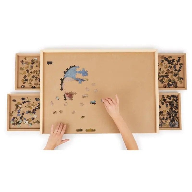 Houten Puzzelbord met Sorteerlades - Nieuwstaat, Ophalen, 500 t/m 1500 stukjes, Zo goed als nieuw, Legpuzzel