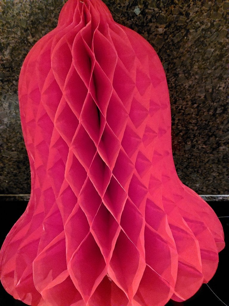 Vintage jaren 80 papieren kerst klokken 2 stuks kleur rood, Ophalen