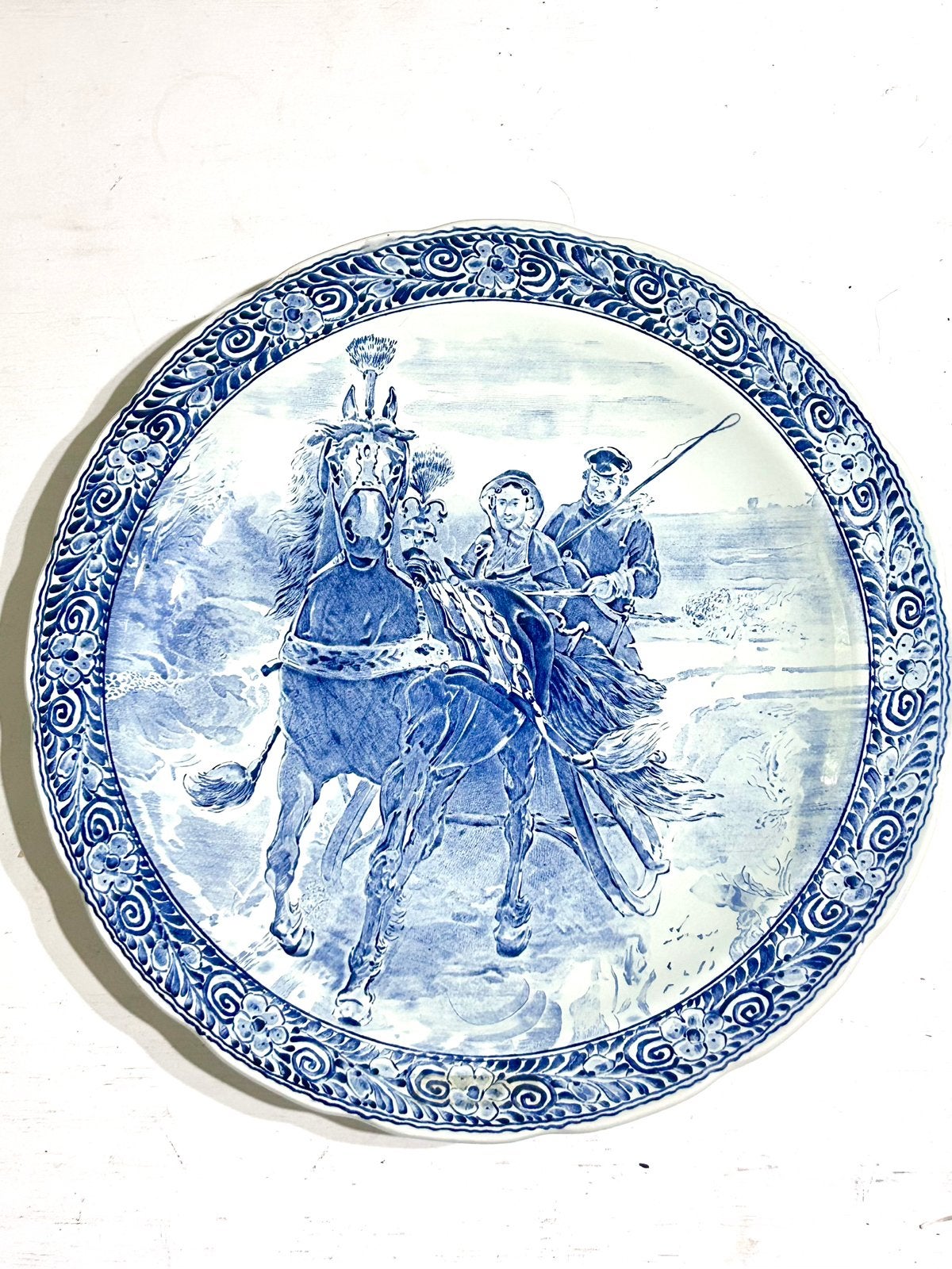 Royal Boch Belgium Delfts wandbord | paard rijtuig | 39 cm, Ophalen of Verzenden