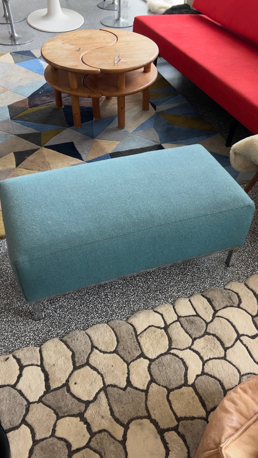 Design poef wollen bekleding, Ophalen, Minder dan 50 cm, Zo goed als nieuw, 75 tot 100 cm