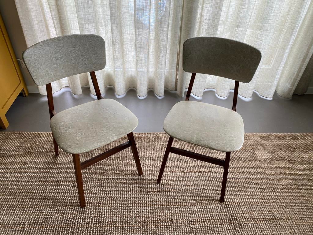 Vintage Simpla Lux stoelen uit Uden, Nederland, Huis en Inrichting, Stoelen, Ophalen, Vintage design, Twee, Bruin