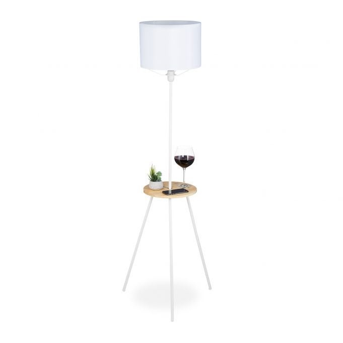 Vloerlamp met tafel wit/naturel, Ophalen of Verzenden, Nieuw
