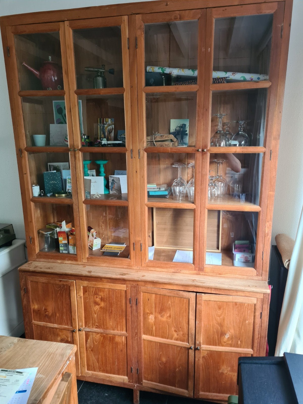 teakhouten buffetkast, Huis en Inrichting, Kasten | Buffetkasten, Ophalen, 100 tot 150 cm, 200 cm of meer, Teakhout