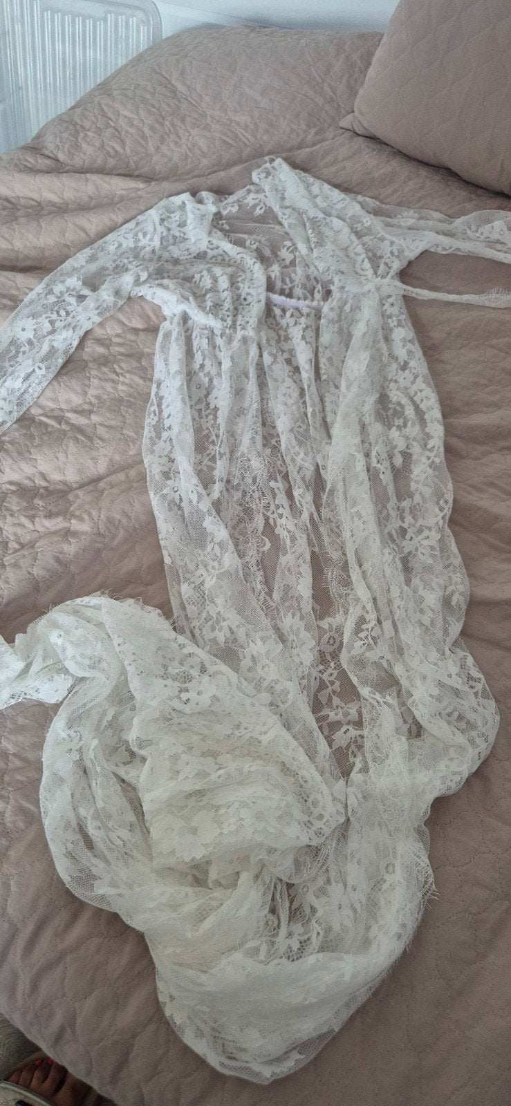 Witte kanten kimono/badjas, Kleding | Dames, Maat 38/40 (M), Wit, Nieuw, Ophalen of Verzenden