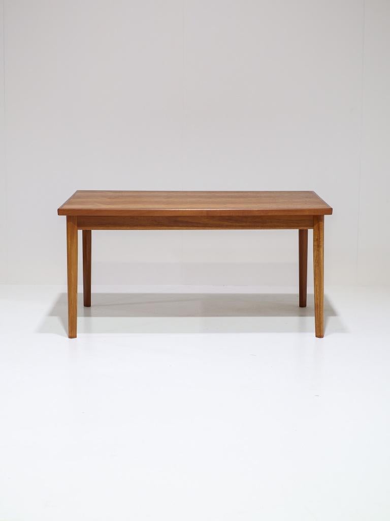 Uitschuifbare eettafel rechthoekig teak Deens vintage, Ophalen, 100 tot 150 cm, -, -
