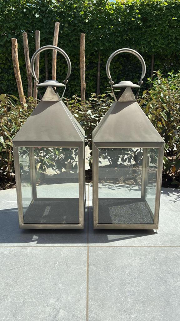 2 Luxe grote lantaarns / windlichten., Ophalen, Overige kleuren, Zo goed als nieuw, Metaal