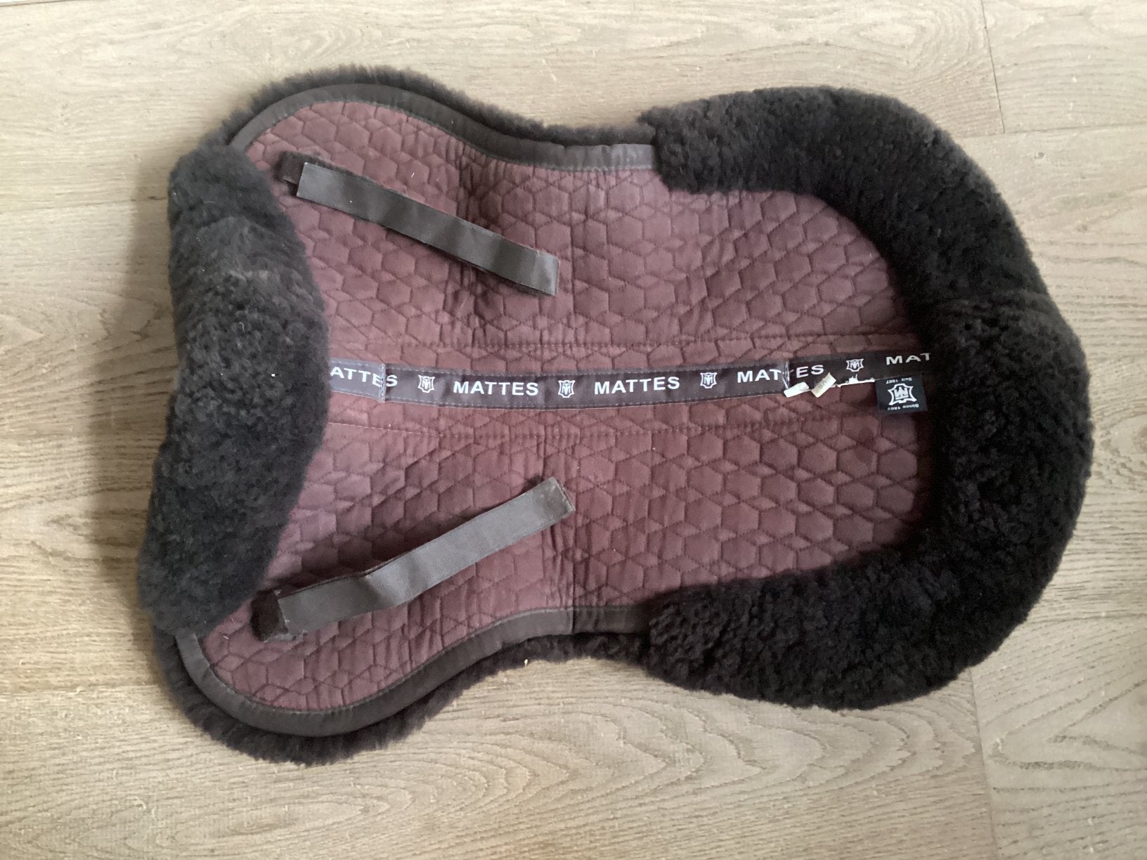 Mattes halfpad wollen dekje bruin schapenwol, Ophalen, Zo goed als nieuw