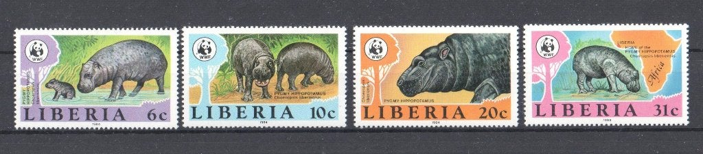 WWF set postzegels van het Dwergnijlpaard, Ophalen of Verzenden, Postfris, Dier of Natuur
