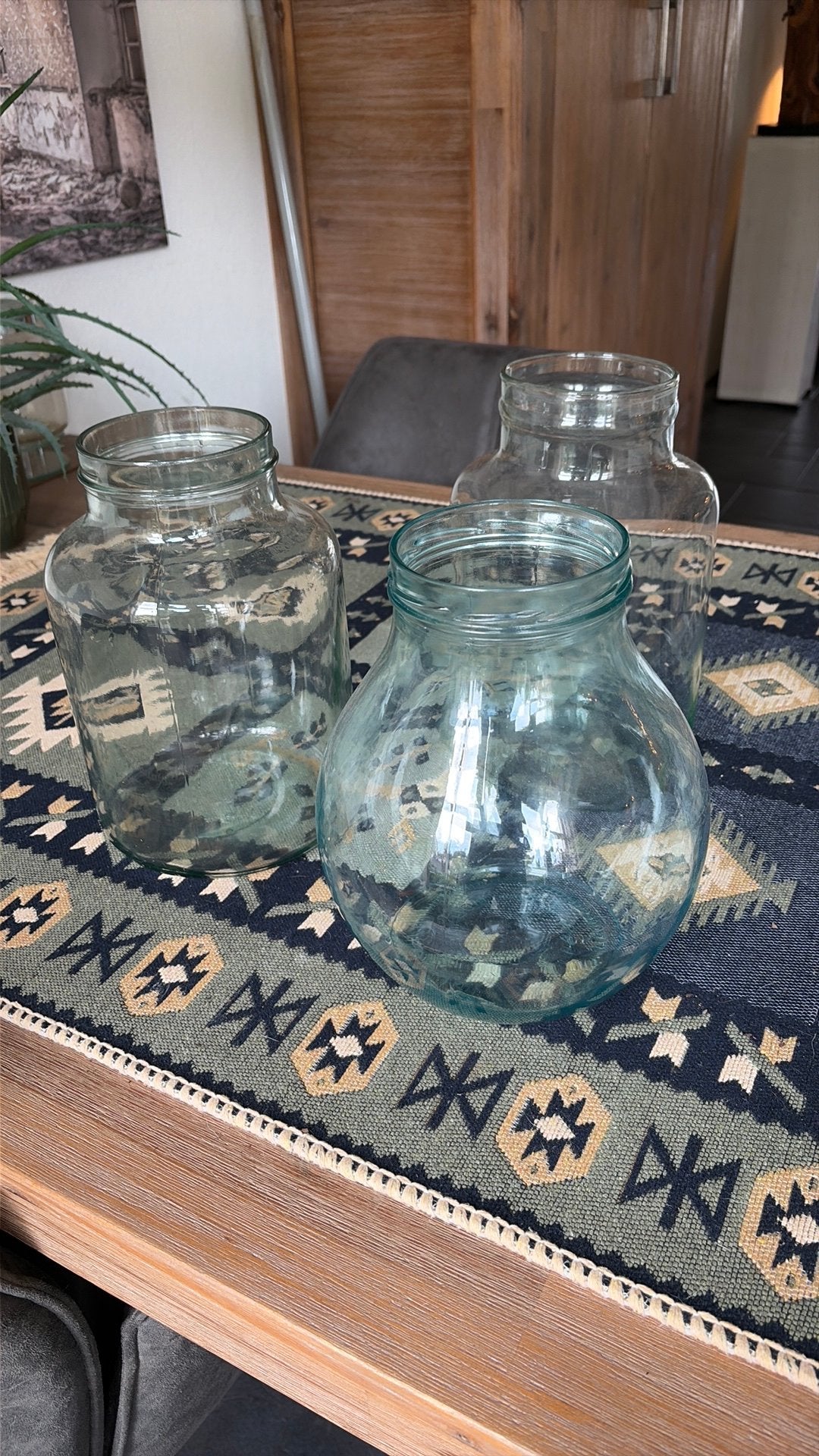 3 grote glazen potten, Ophalen, Zo goed als nieuw