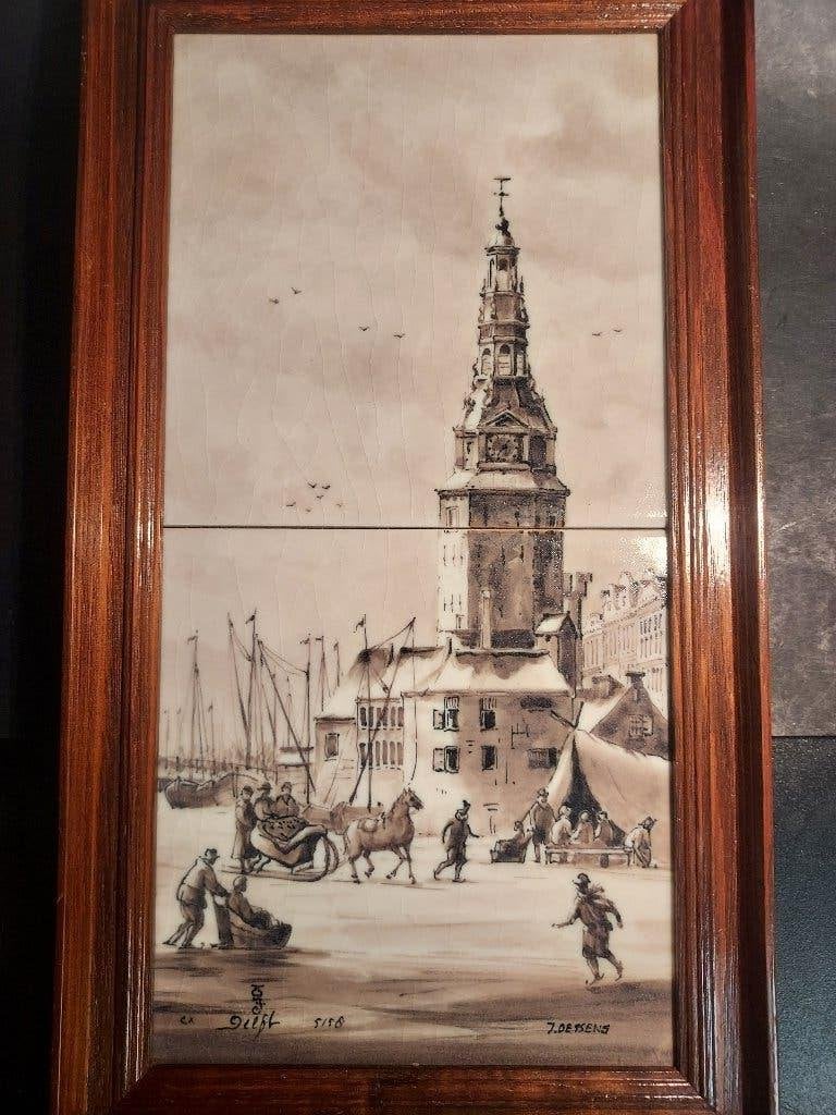 Tweedelig Tegeltableau De Porceleyne Fles (Royal Delft), Antiek en Kunst, Ophalen of Verzenden