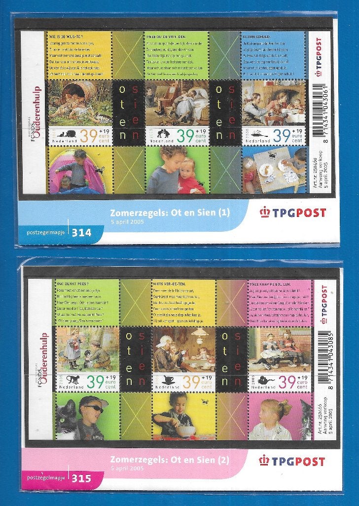 Postzegelmapje A & B - Zomerzegels 2005 Ot en Sien 1 en 2, Verzenden, Na 1940, Postfris