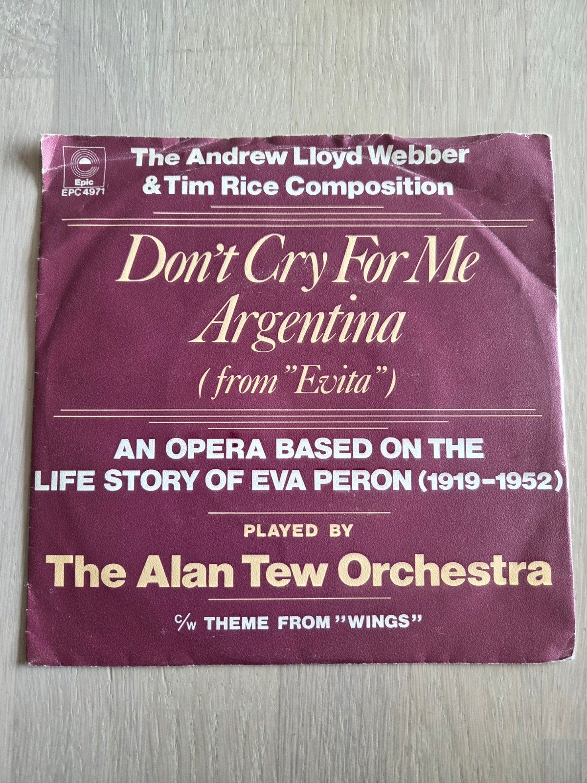 The Alan Tew Orchestra - Don't Cry For Me Argentina (Single), Gebruikt, Filmmuziek en Soundtracks, 7 inch, Ophalen of Verzenden