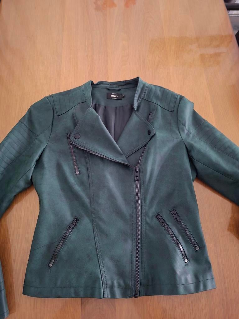 ONLY Groen Imitatie Leren Bikerjack Maat 40, Maat 38/40 (M), Ophalen of Verzenden, Groen, ONLY